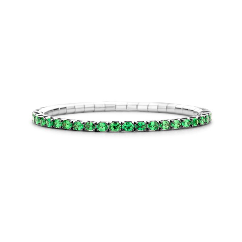 Bracelet tennis Or Blanc Tsavorites OVAL - Bijoux - Webshop